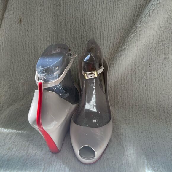 Melissa Patchuli ankle Strap Wedge - Cream Red SZ 9 - Picture 4 of 13